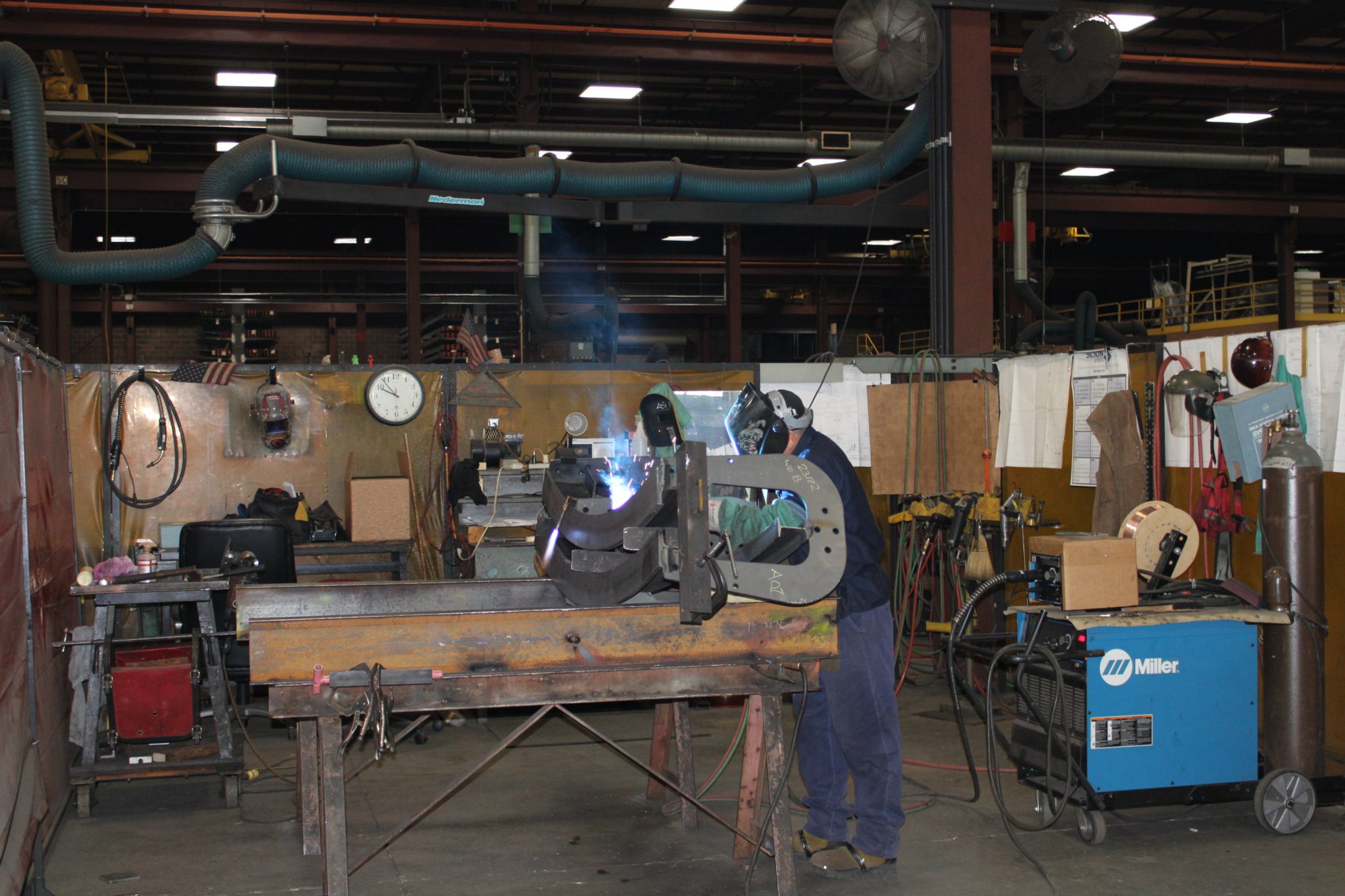 Welding inside a warehouse